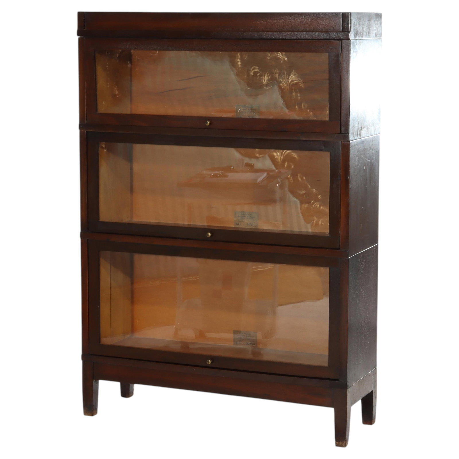 Mahogany Globe Wernicke 3-Stack Barrister Bookcase Arts Crafts c1910 (1 of 10)