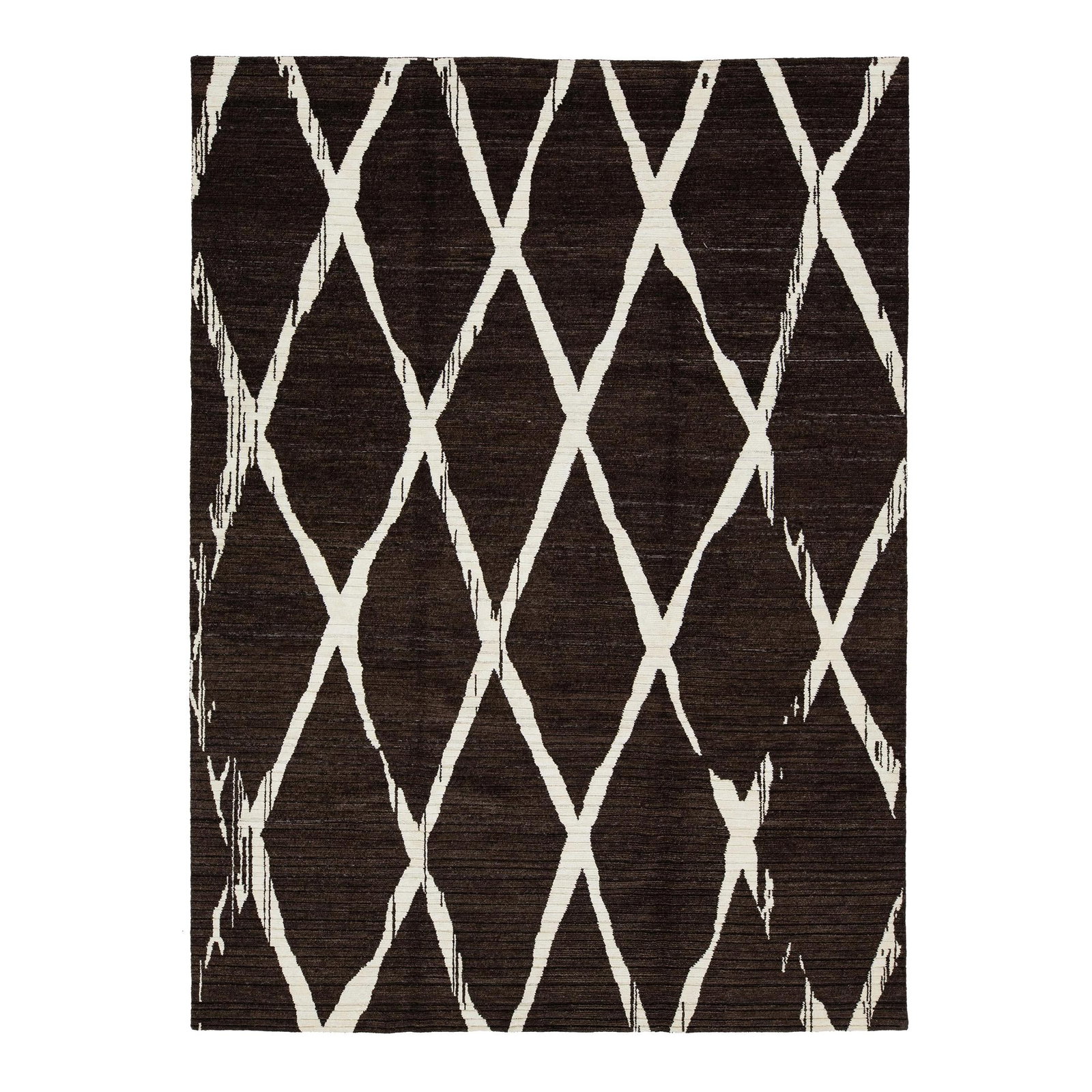 Modern Hand-Woven Wool Kilim Rug 9' x 12' Geometric Design Brown: Modern Hand-Woven Wool Kilim Rug 9' x 12' Geometric Design Brown Enhance your living space with this stunning hand-woven brown wool rug, featuring a captivating geometric design in beige against a dee