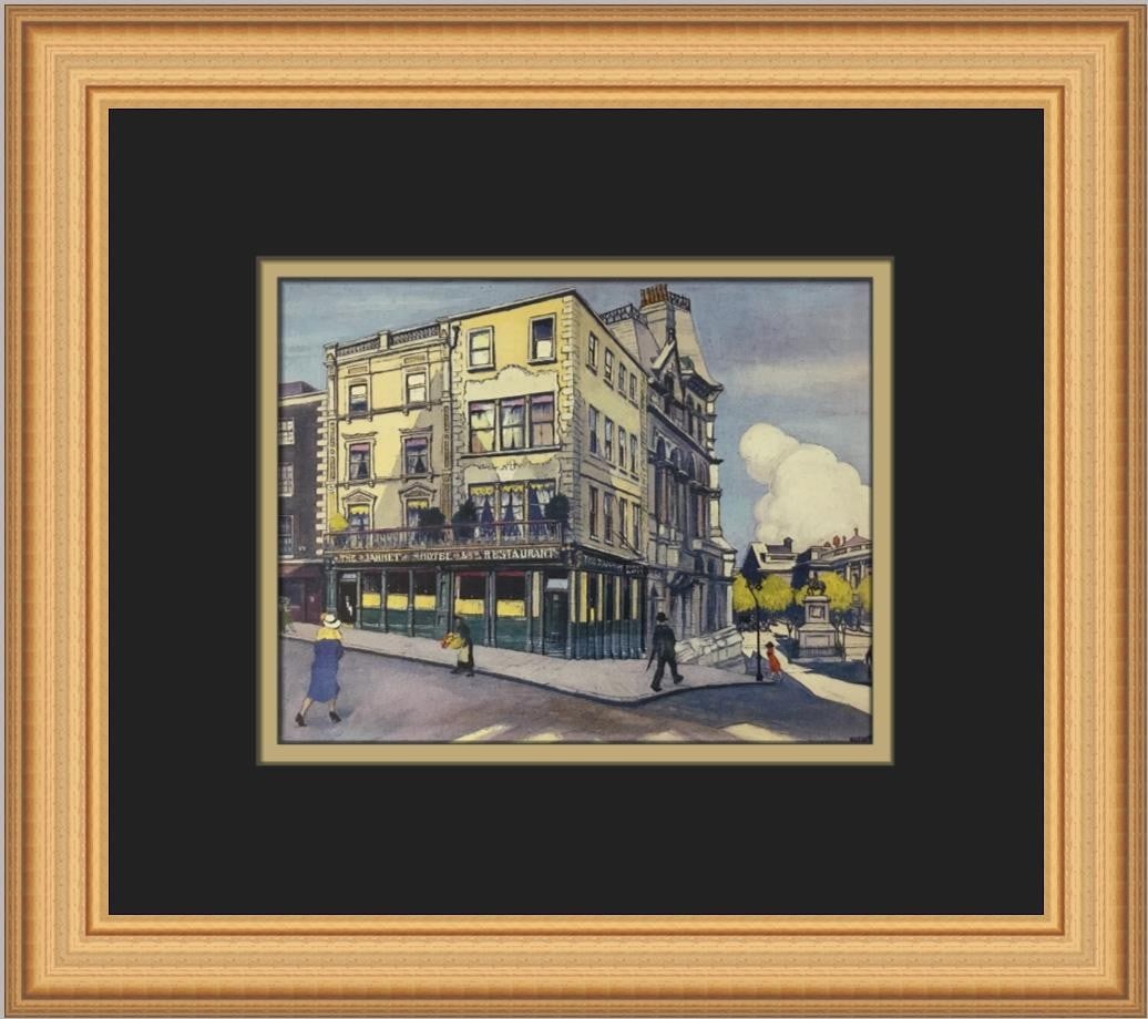 Framed Offset Lithograph Print Harry Kernoff Jammet's Restaurant Dublin (1 of 2)