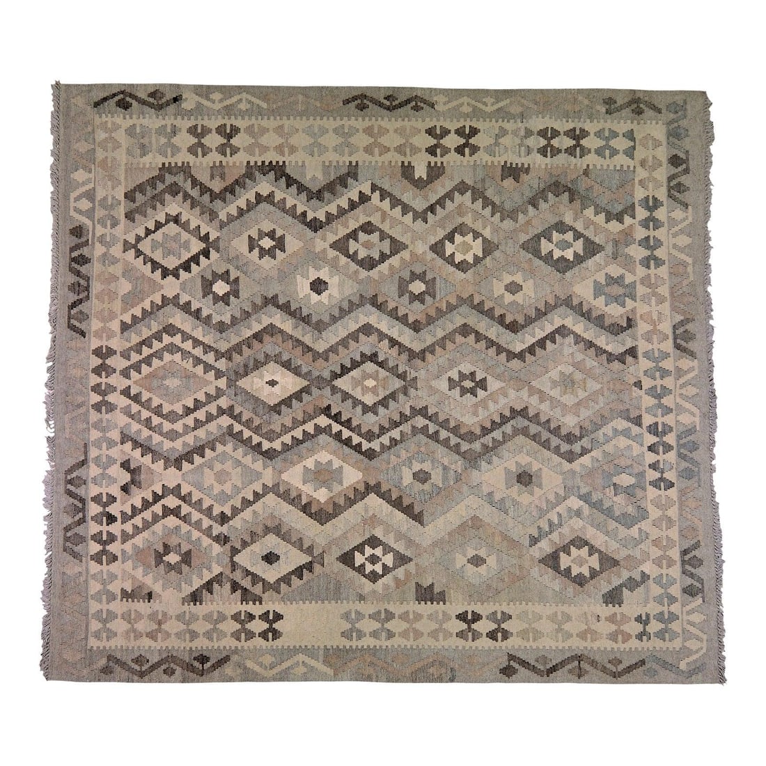 Wool Flatweave Kilim Rug in Afghan Navajo Design 7'1'' x 7'9'' (1 of 5)