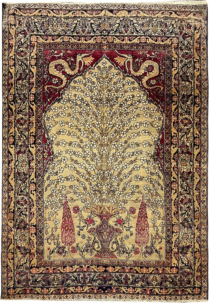 Authentic 1900's Persian Tehran Rug 4.3 x 6.0 Hand-Knotted Floral: Authentic 1900's Persian Tehran Rug 4.3 x 6.0 Hand-Knotted Floral Free continental US Shipping Discover the elegance of the 4' x 6' Authentic Antique Persian Tehran Rug, a stunning piece from the 1900