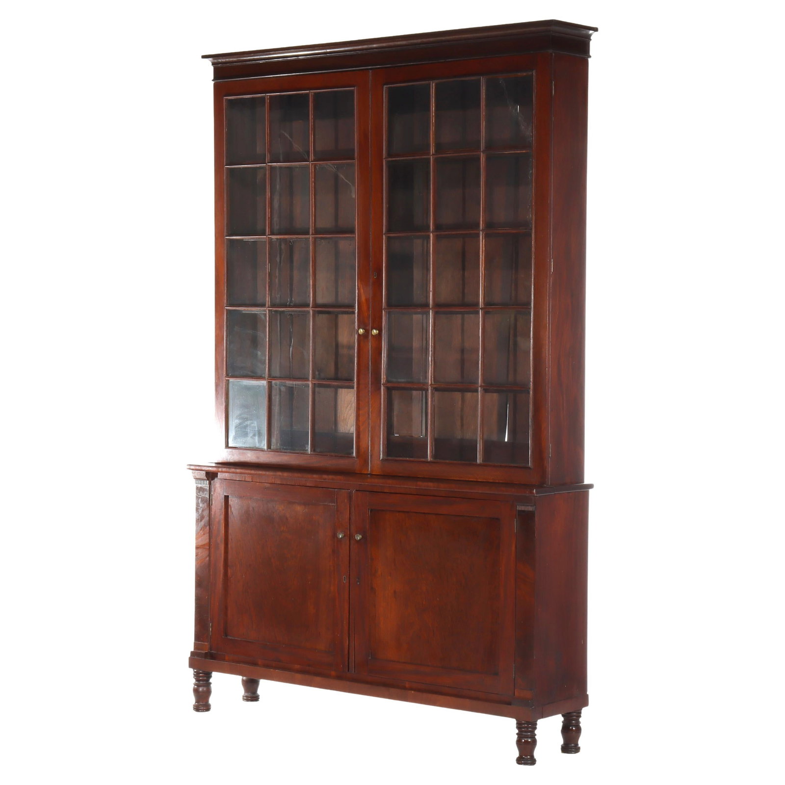 Early 19th Century Sheraton Style Flame Mahogany Step Back Display Cabinet (1 of 18)
