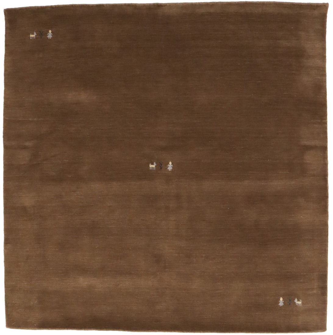 Handmade Brown Gabbeh Square Rug Wool Modern Tribal Style 5'11 x 6'2: Handmade Brown Gabbeh Square Rug Wool Modern Tribal Style 5'11 x 6'2 Transform your living space with this exquisite Handmade Brown Gabbeh Modern Square Rug, measuring 5'11" x 6'2". This beautifully c