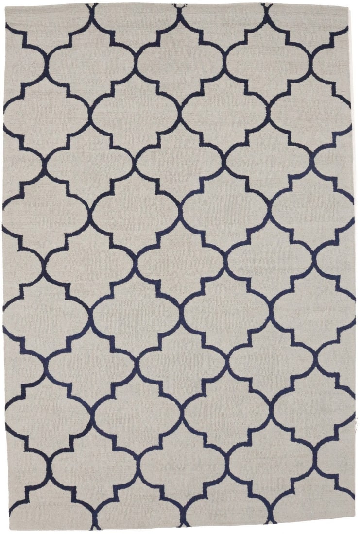 5x8 Multicolored Wool Area Rug Hand-Tufted Modern Trellis Pattern: 5x8 Multicolored Wool Area Rug Hand-Tufted Modern Trellis Pattern This contemporary 5x8 area rug features a hand-tufted trellis abstract design in a multicolored palette, crafted from wool. The modern