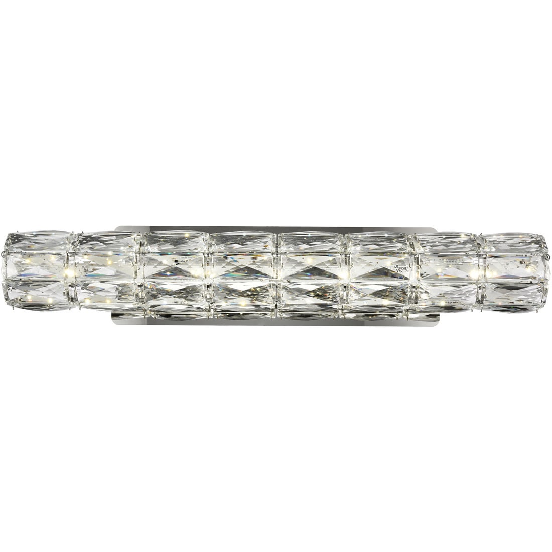 Valetta Chrome Crystal LED Wall Sconce 24 inch: Valetta Chrome Crystal LED Wall Sconce 24 inch This modern wall sconce features a high-quality chrome-plated finish and royal cut clear crystal accents, offering a sophisticated lighting solution for 
