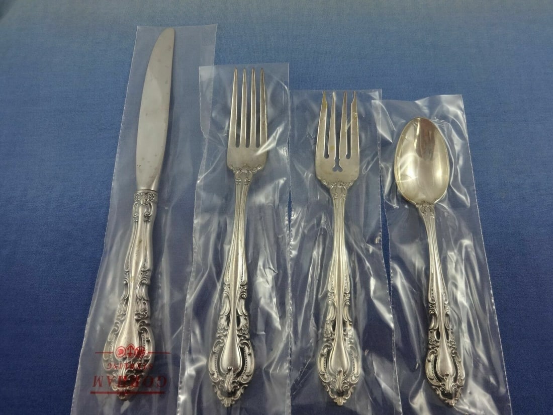 Gorham Baronial New Sterling Silver 4-Piece Place Setting: Gorham Baronial New Sterling Silver 4-Piece Place Setting Enhance your dining experience with this exquisite 4-piece place setting from the Baronial New pattern by Gorham. Crafted from high-quality st