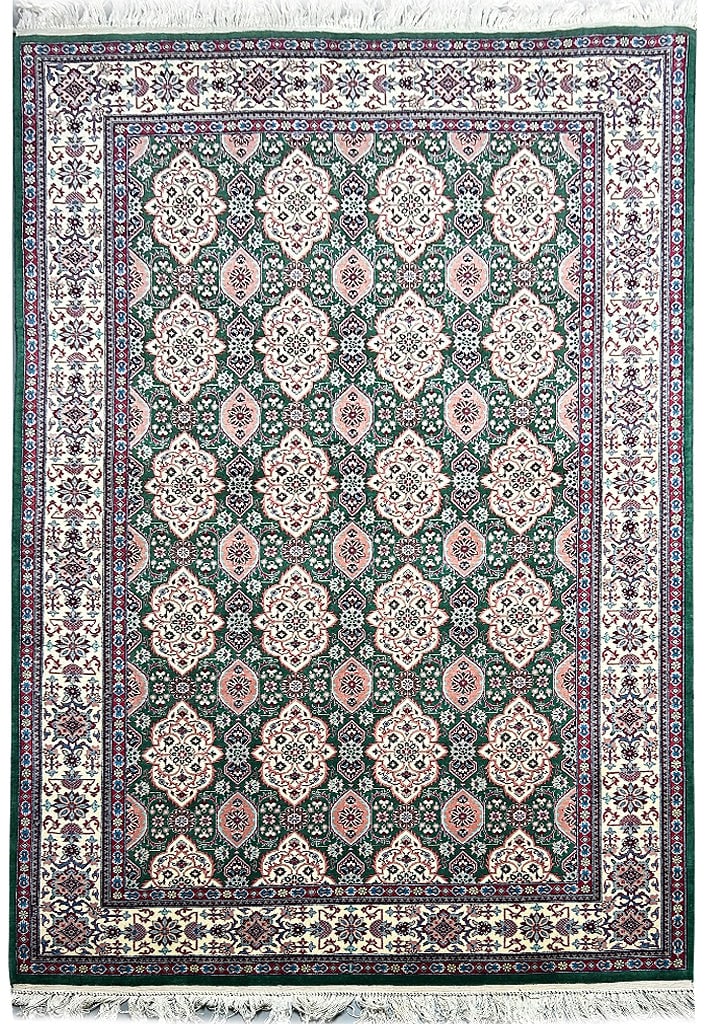 Elegant 5'2" x 8'10" Basil Green Handmade Rug from Pakistan (1 of 12)