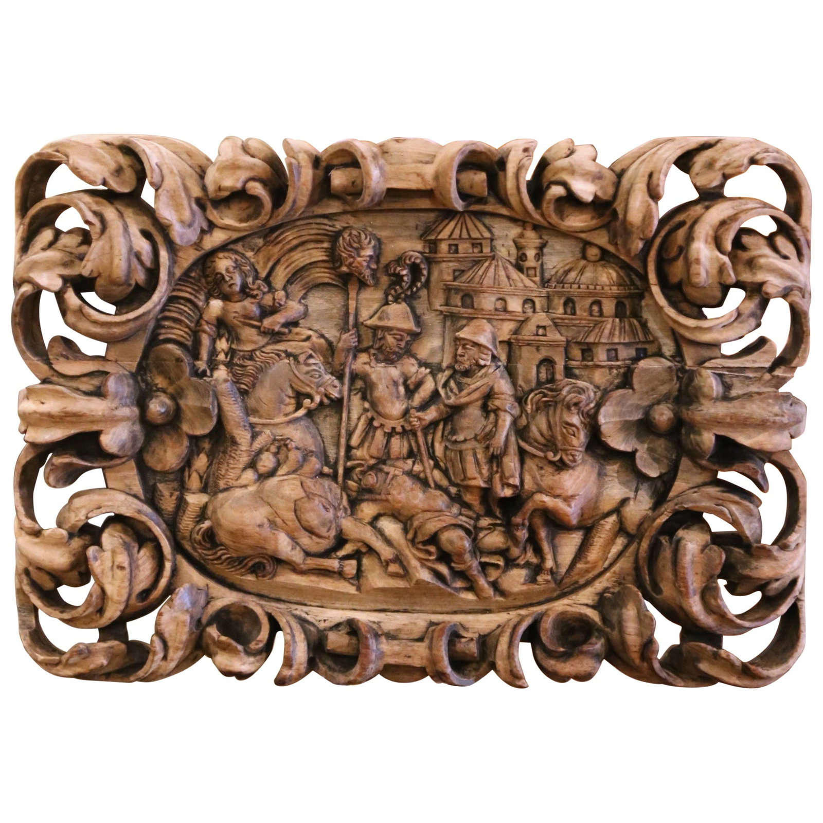 17th Century Baroque French Bleached Ebony Plaque The Conversion of Saint Paul: 17th Century Baroque French Bleached Ebony Plaque The Conversion of Saint Paul This exquisite 17th Century French carved bleached ebony plaque, crafted circa 1680, depicts the dramatic biblical scene 
