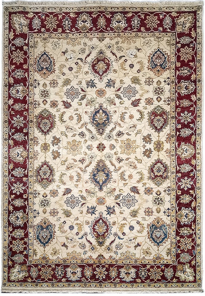 5.5' x 8' Handmade Vegetable Dyed Chobi Rug from India (1 of 9)