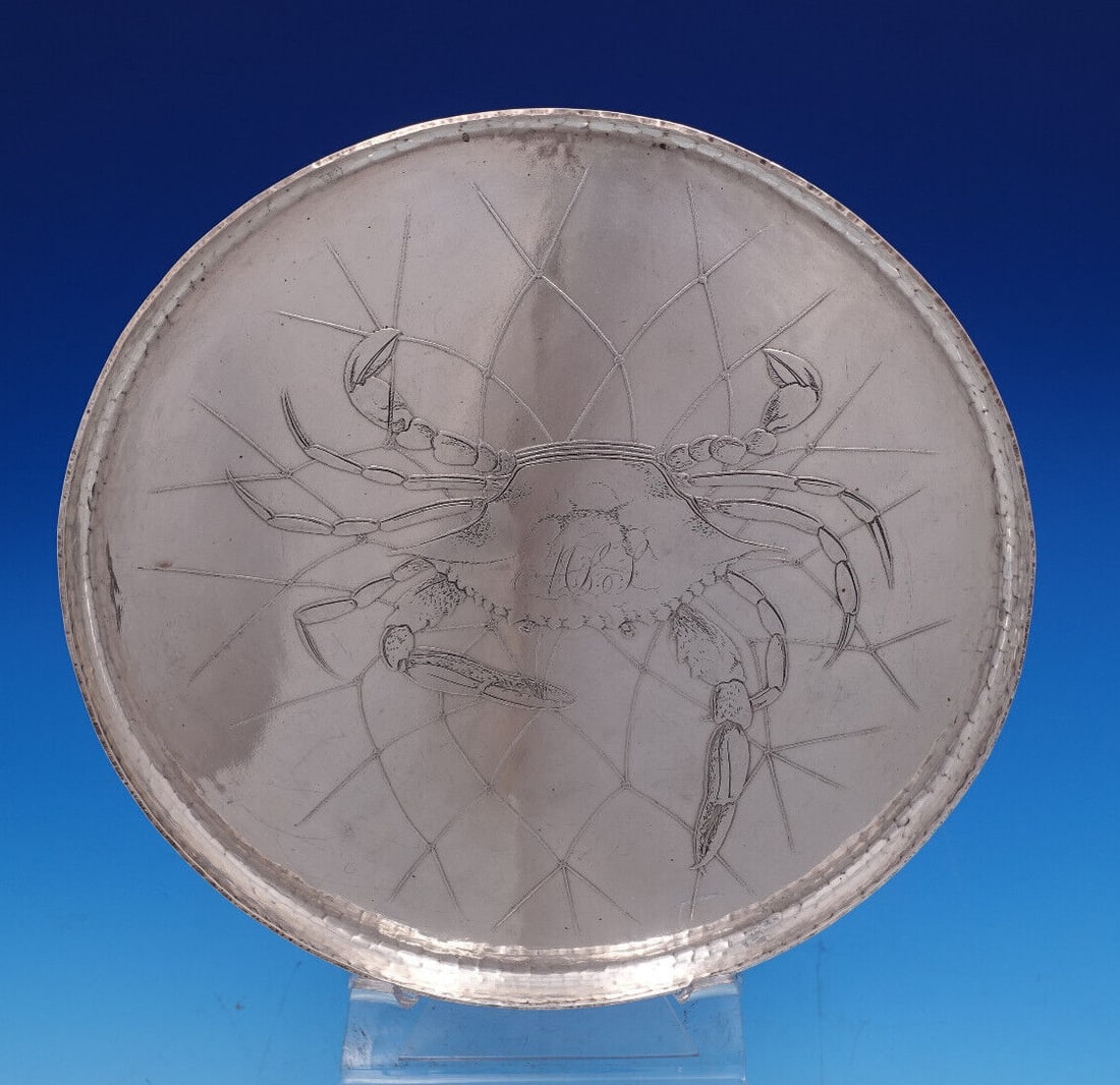 Whiting Sterling Silver Salver Tray Acid Etched Crab 9.75" (1 of 13)