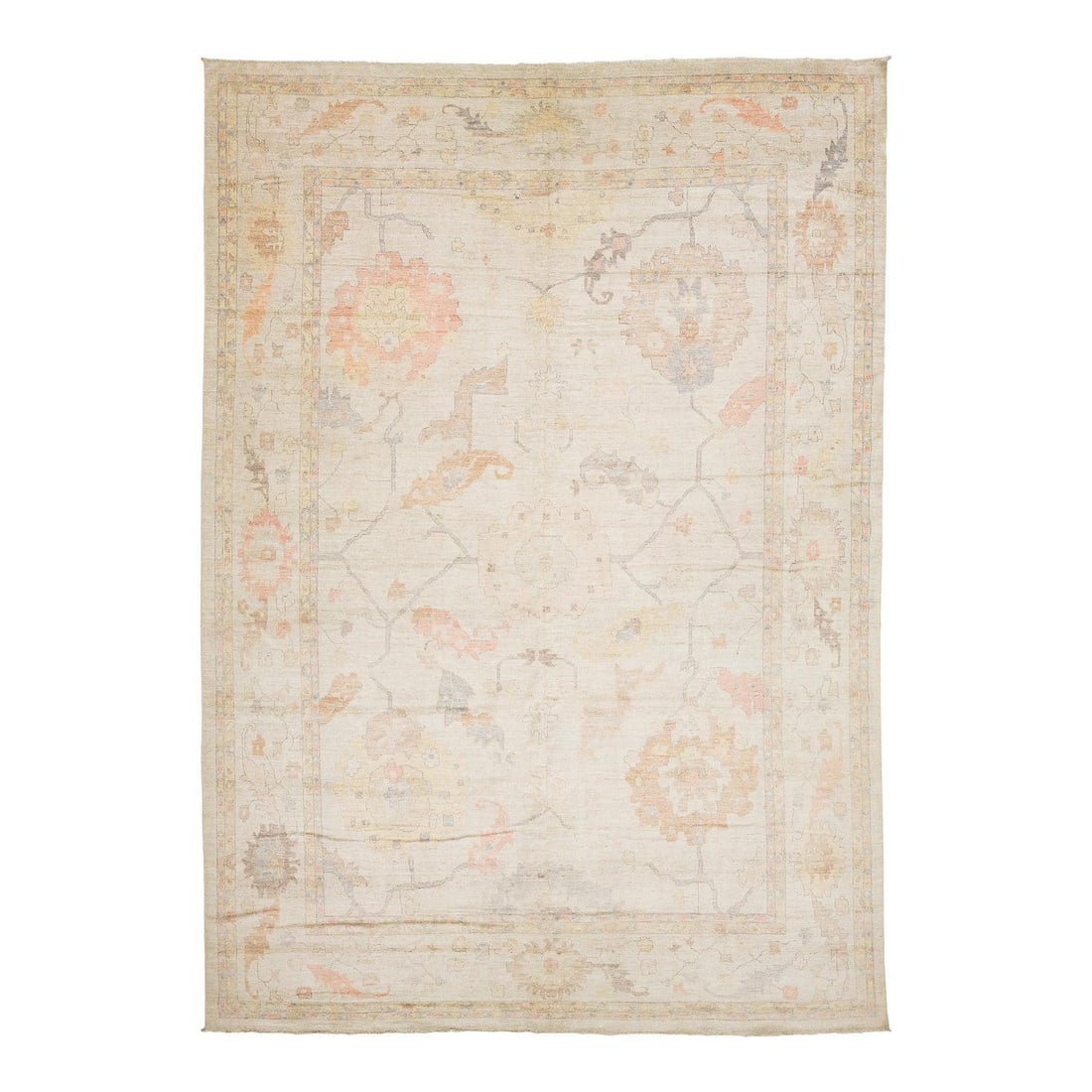 Handmade Wool Modern Oushak Style Rug 13'6 x 19'1 Cream (1 of 10)