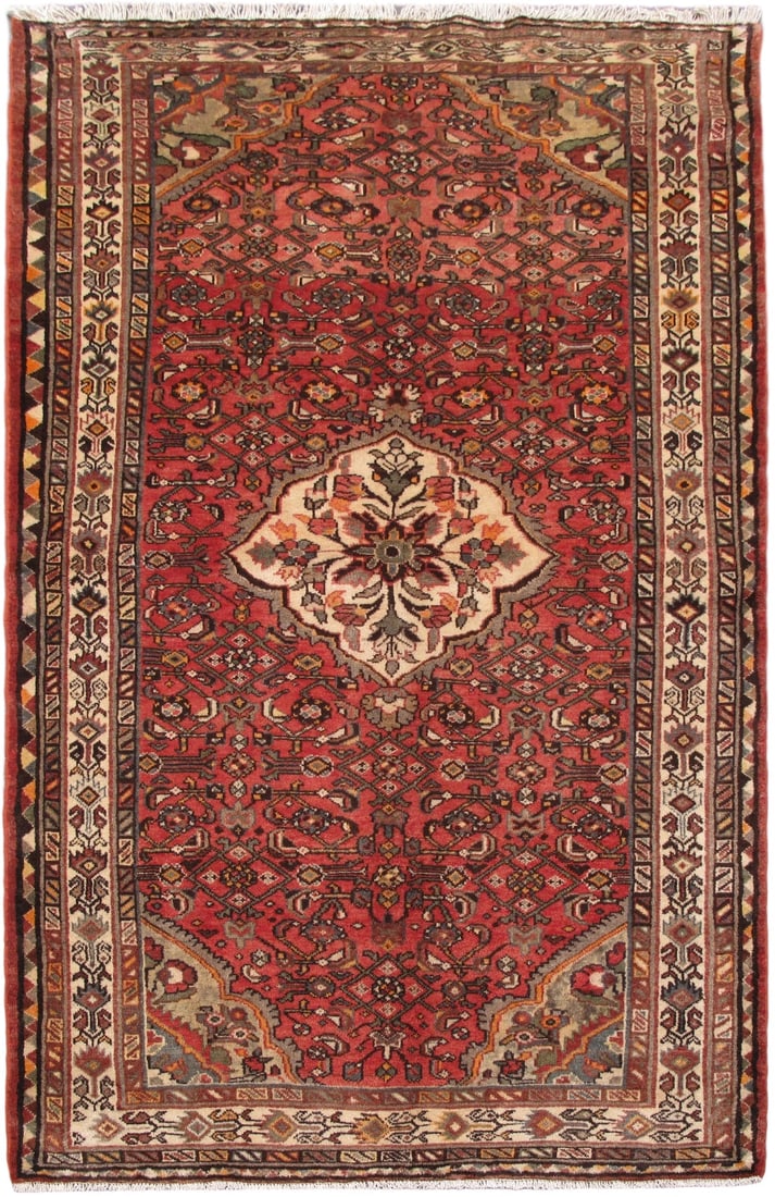 Handcrafted 4'7 x 7'11 Red Persian Hamadan Area Rug from Iran (1 of 6)