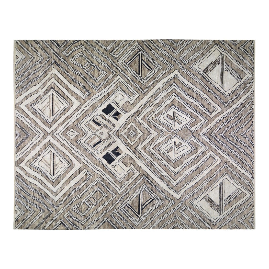 11'5 x 14'8 Wool Area Rug Sheba Moroccan Hand Knotted Tan: 11'5 x 14'8 Wool Area Rug Sheba Moroccan Hand Knotted Tan This Moroccan Sheba wool rug is hand-knotted using traditional techniques, showcasing both timeless craftsmanship and modern design sensibilit