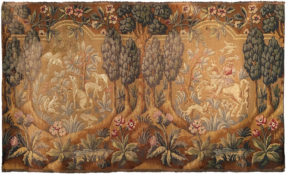 Antique English Needlepoint Wool Silk Wall Tapestry 3x5 (1 of 12)