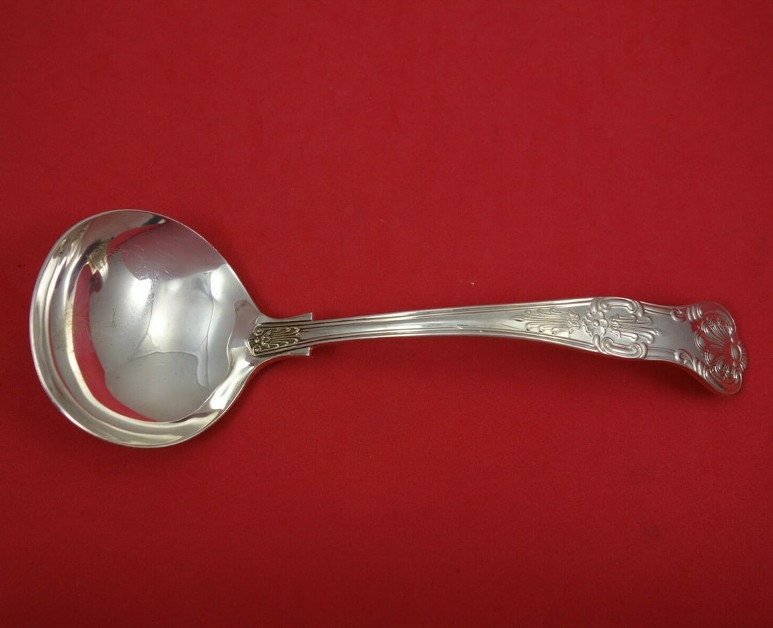William Turner Queens Sterling Silver Gravy Ladle 7 5/8 inches: William Turner Queens Sterling Silver Gravy Ladle 7 5/8 inches This exquisite gravy ladle is crafted in sterling silver and features the classic Queens pattern by renowned maker William Turner. Measur
