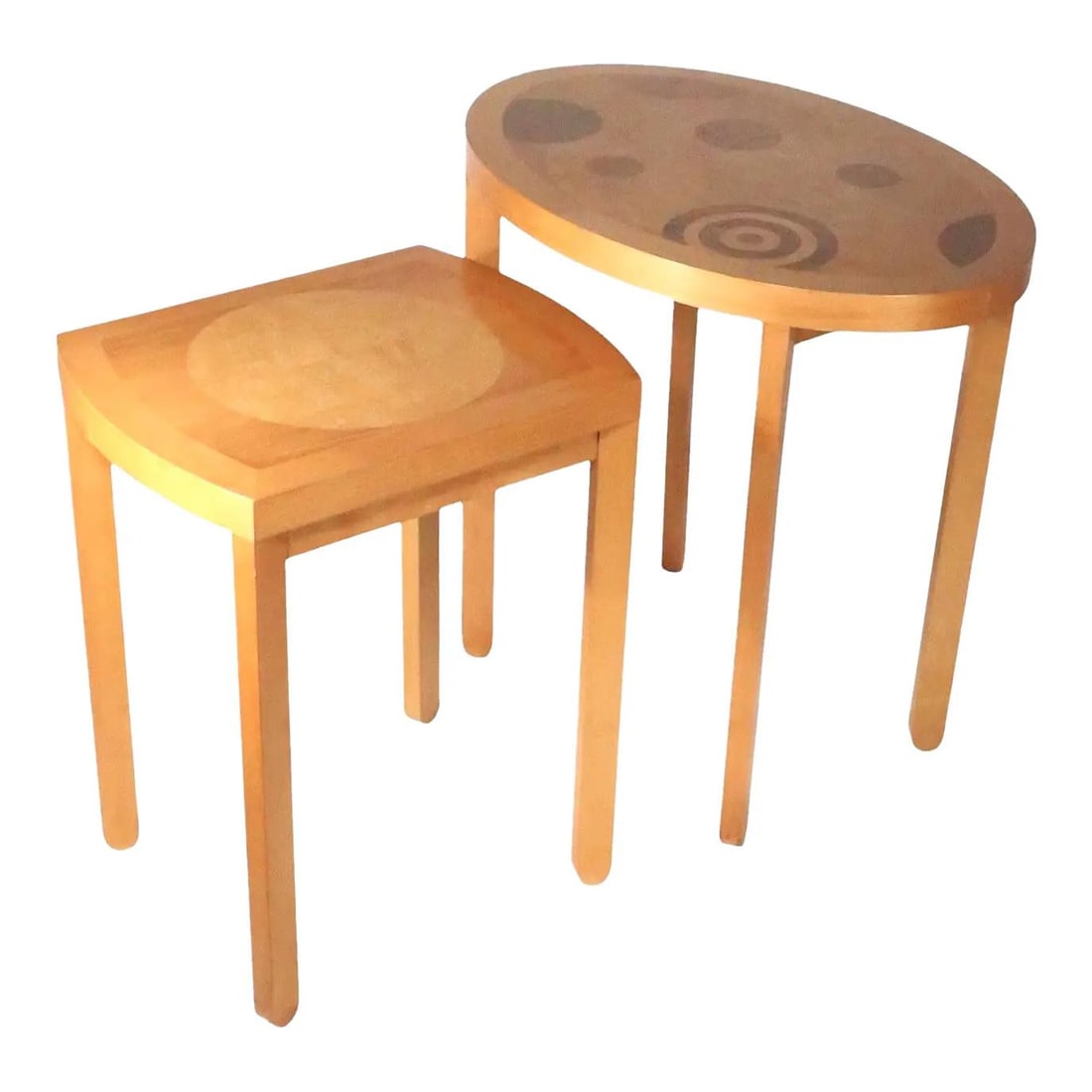 Baker Furniture Postmodern Nesting Tables Veneer Tops (1 of 10)