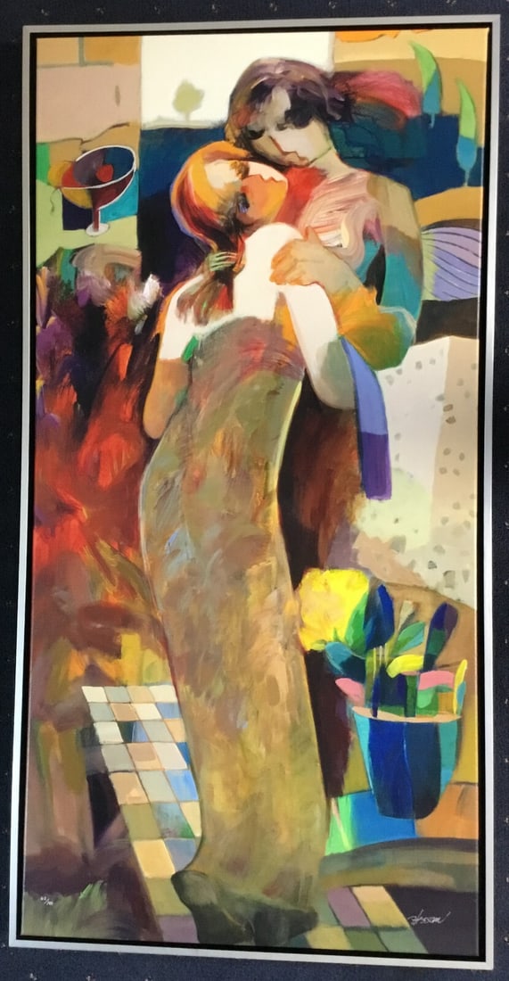Hessam Abrishami In My Arms Signed Limited Edition Giclee Canvas Framed: Hessam Abrishami In My Arms Signed Limited Edition Giclee Canvas Framed This striking piece titled "In My Arms" by artist Hessam Abrishami is a signed and numbered limited edition giclee on canvas, be