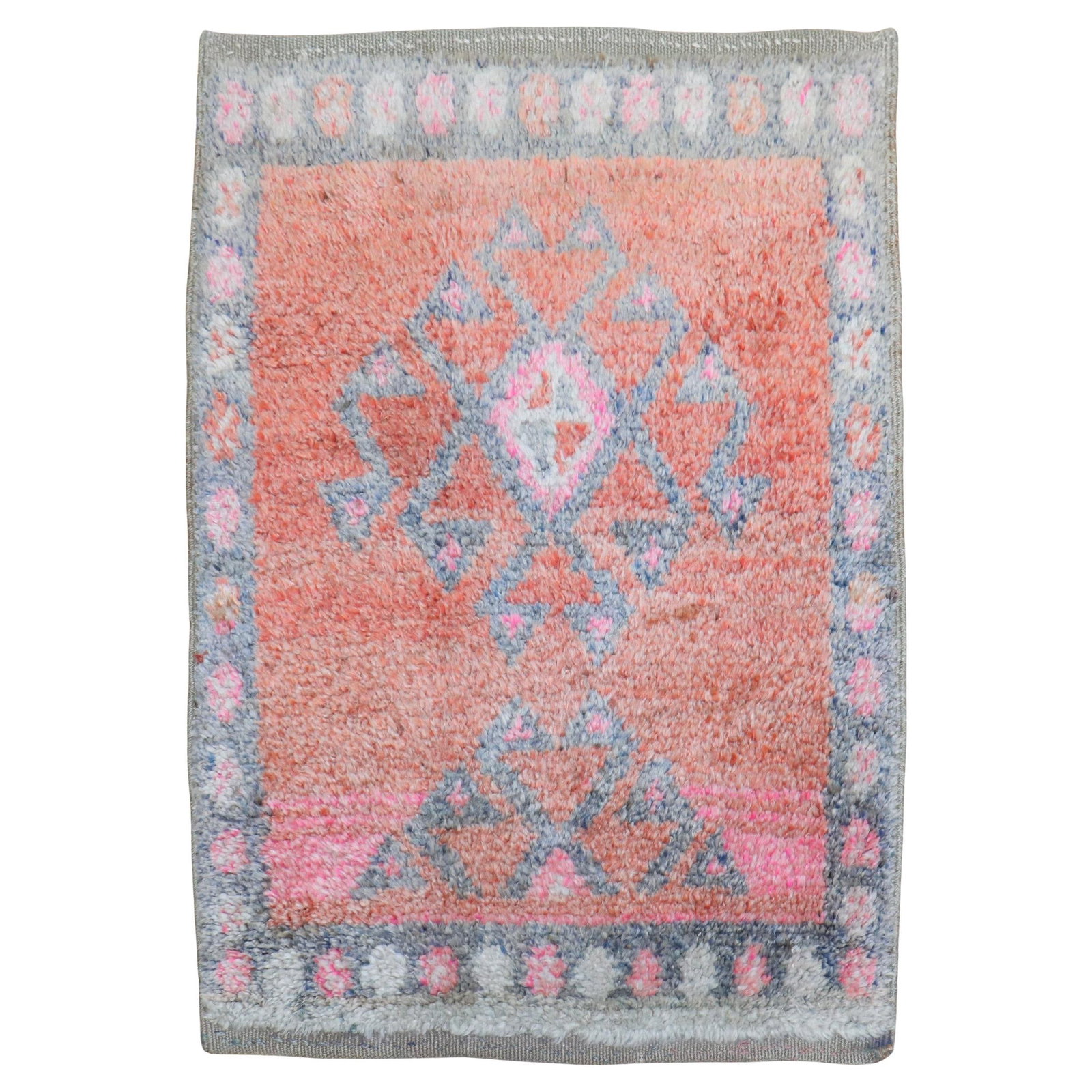 Mid Century Turkish Wool Tulu Scatter Rug 2'7 x 3'6 Orange: Mid Century Turkish Wool Tulu Scatter Rug 2'7 x 3'6 Orange This vintage Turkish plush rug features a hand-woven wool construction in a Scandinavian Modern style. Crafted in the mid-20th century, the r