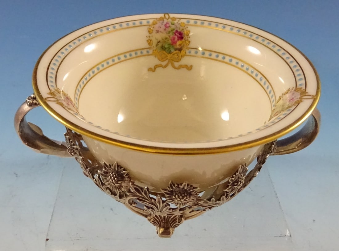 Tiffany & Co. Sterling Bouillon Cup with Lenox Liner in Chrysanthemum Pattern (1 of 8)
