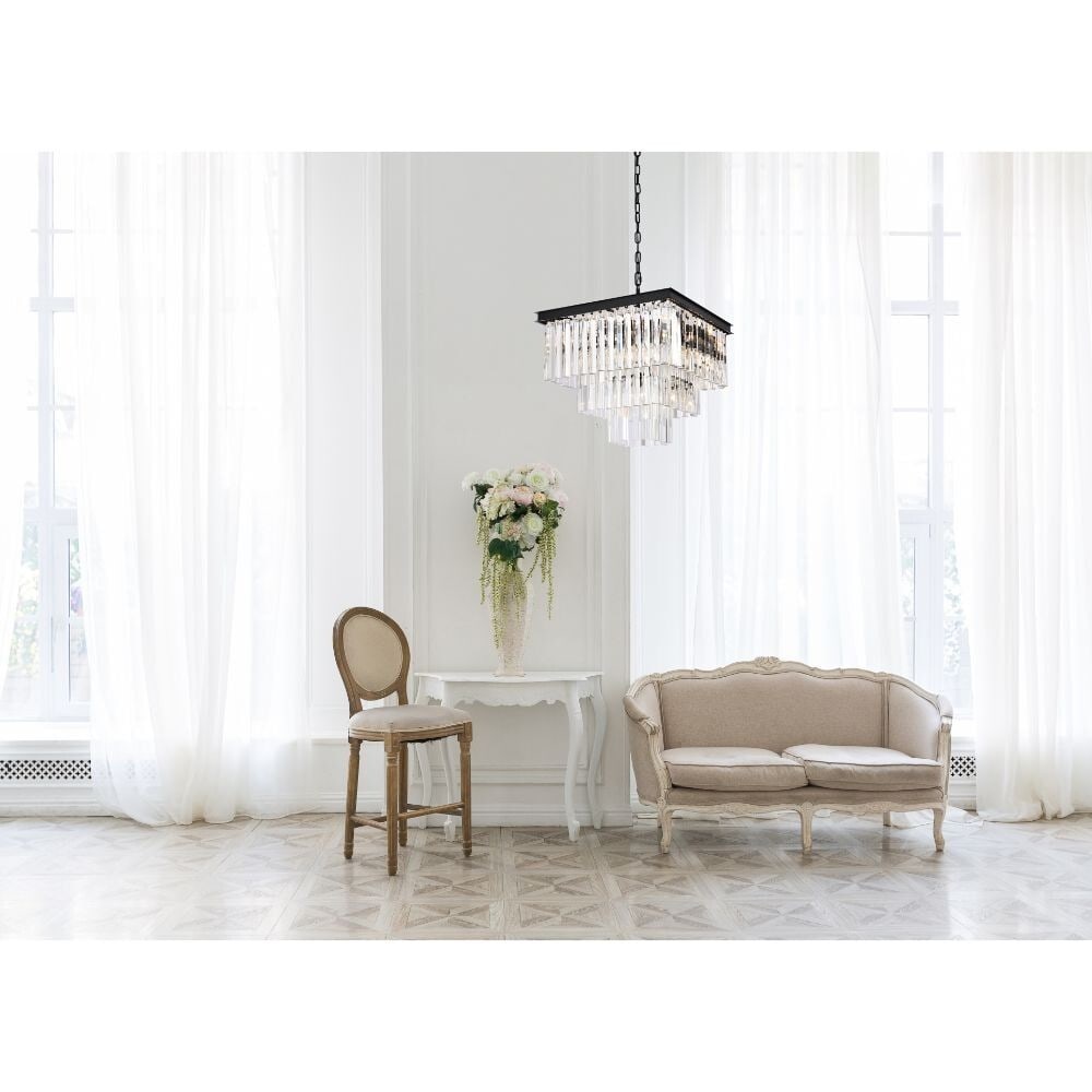 Sydney 13-Light Matte Black Crystal Chandelier: Sydney 13-Light Matte Black Crystal Chandelier This contemporary crystal chandelier features a matte black frame and clear royal cut crystals, offering a modern and elegant lighting solution for indoo