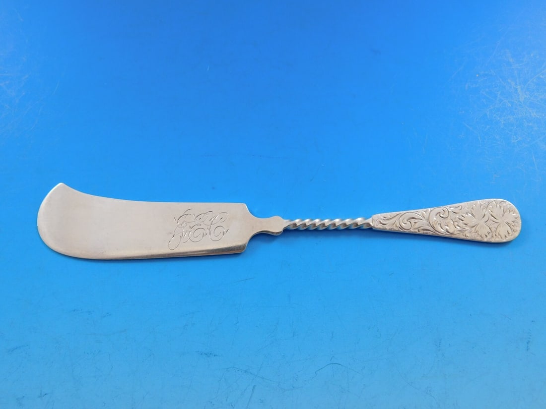 Brite-Cut Sterling Silver Butter Spreader with Twist Handle (1 of 5)