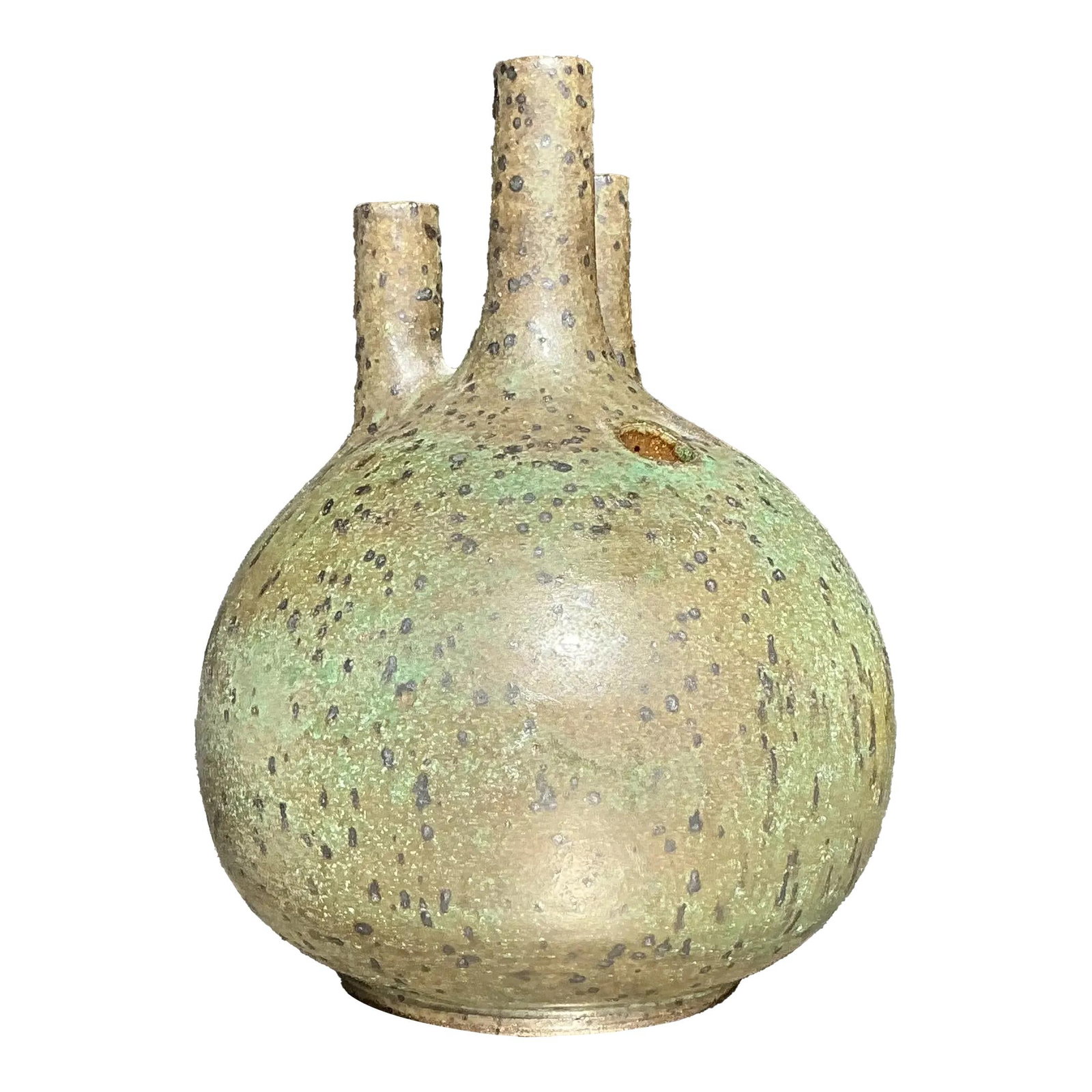 Vintage Boho Studio Pottery Stem Vase Brown 6.25" High (1 of 6)