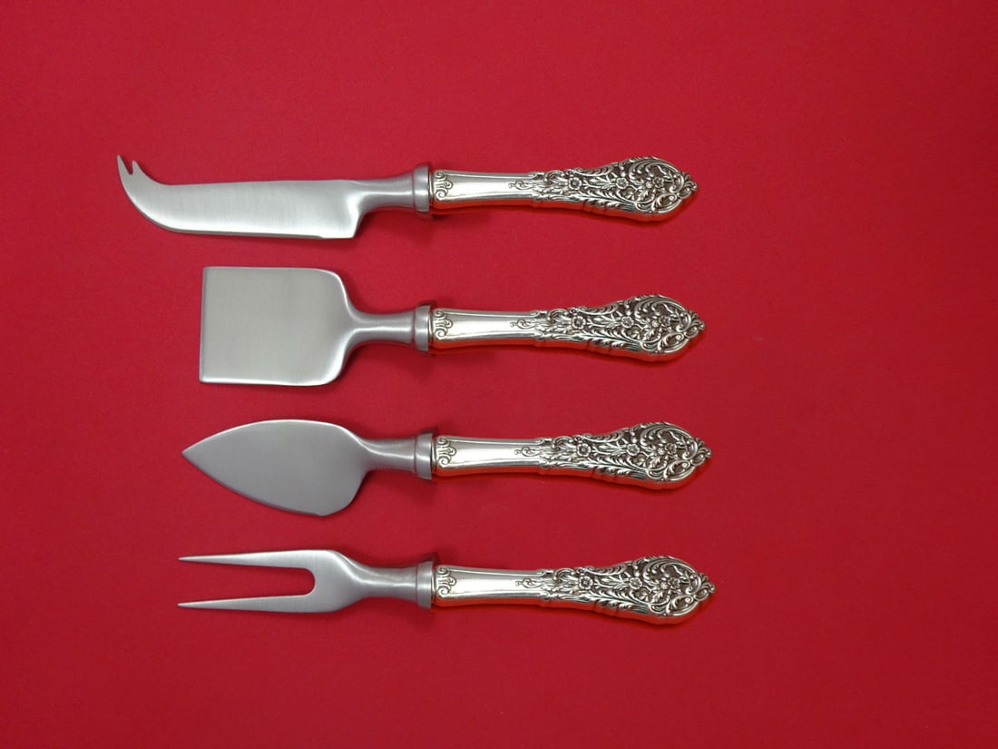 Reed & Barton Florentine Lace Sterling Silver 4pc Cheese Set: Reed & Barton Florentine Lace Sterling Silver 4pc Cheese Set This exquisite 4-piece cheese serving set features the elegant Florentine Lace pattern by Reed & Barton, crafted from high-quality sterling