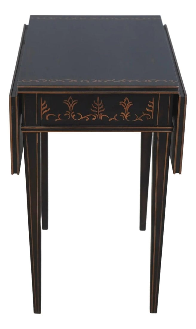Regency Style Pembroke Table with Black and Gold Crackle Painted Finish (1 of 10)