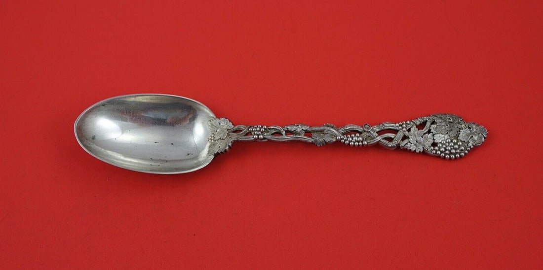 Thomas William Dobson Sterling Silver Dinner Spoon Chased and Pierced Vine 8 3/4" (1 of 2)