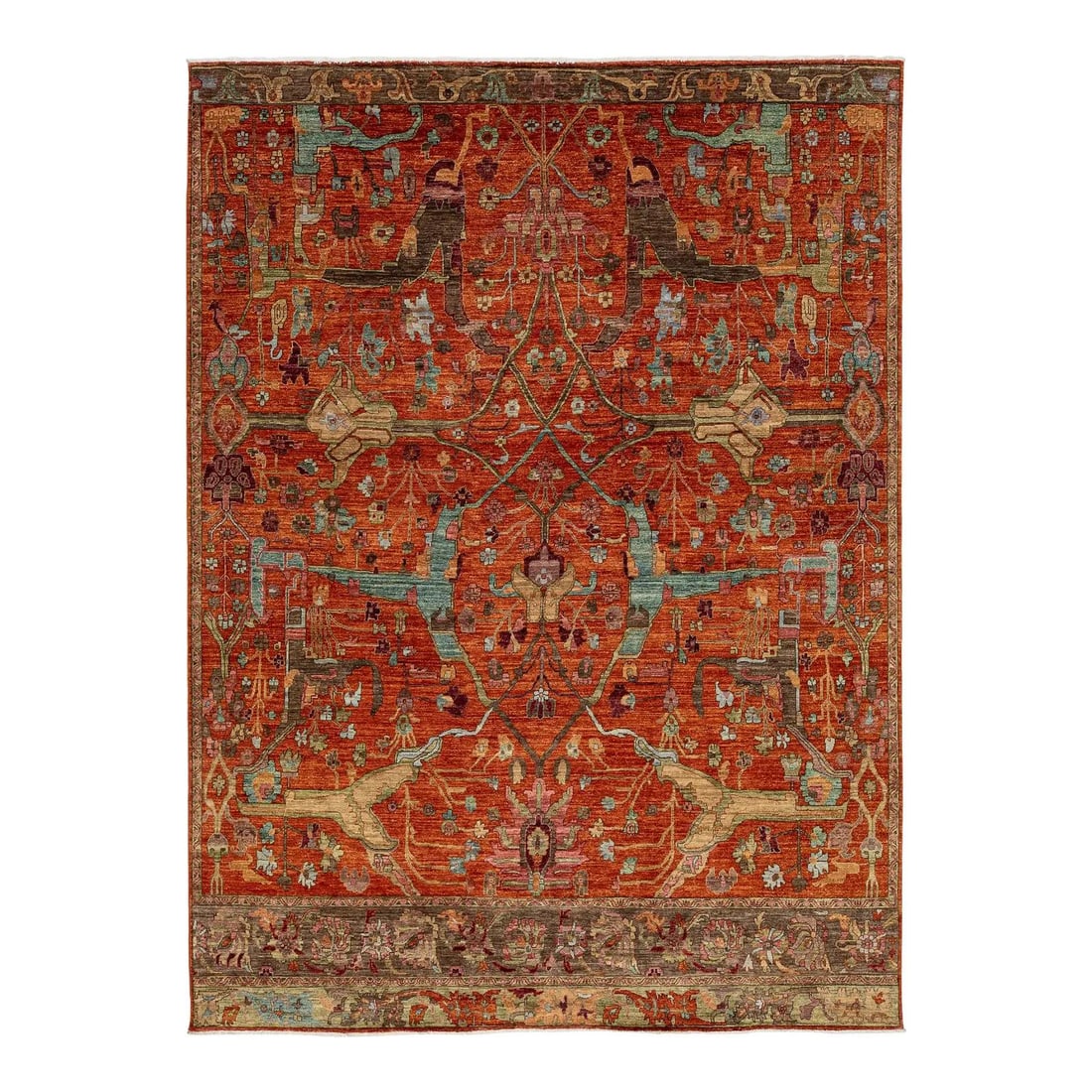 Hand-Knotted Wool Rug 9x12 Modern Bidjar Design With Persian-Inspired Patterns: Hand-Knotted Wool Rug 9x12 Modern Bidjar Design With Persian-Inspired Patterns This modern Bidjar style area rug offers a contemporary interpretation of classic Persian motifs. Expertly hand-knotted f
