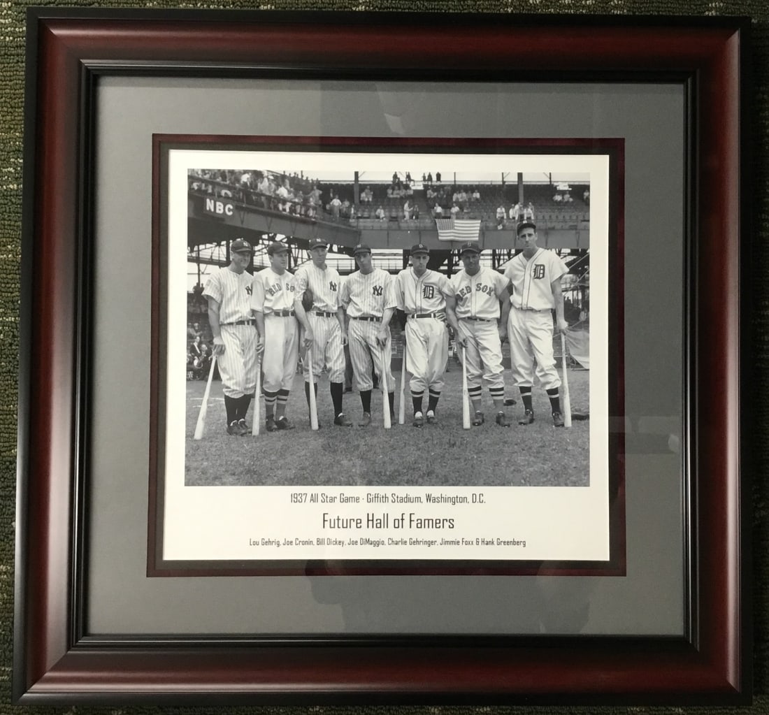 Custom Framed 1937 MLB All-Star Future Hall of Famers Photograph 19 x 20: Custom Framed 1937 MLB All-Star Future Hall of Famers Photograph 19 x 20 This custom framed black and white photograph commemorates the 1937 MLB All-Star Game and features future Hall of Famers Lou Ge
