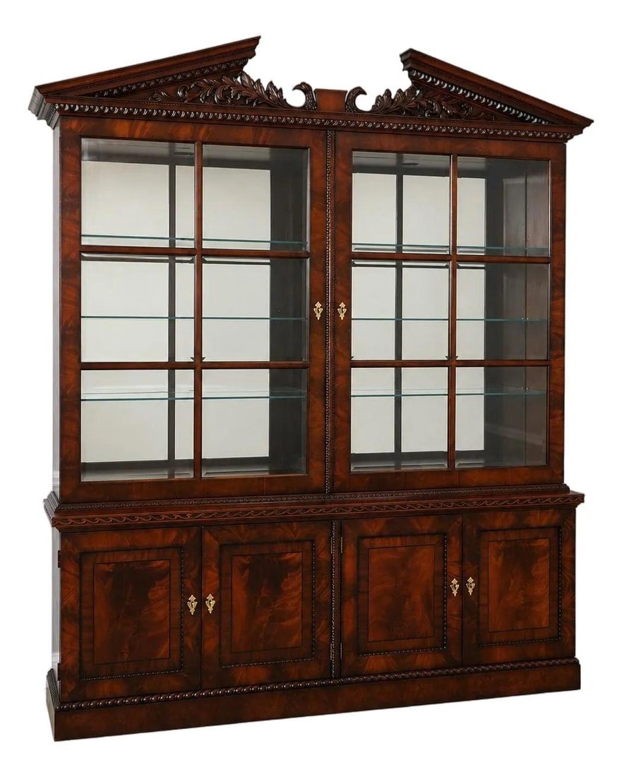 Henredon mahogany breakfront with sliding glass doors 3 piece (1 of 10)