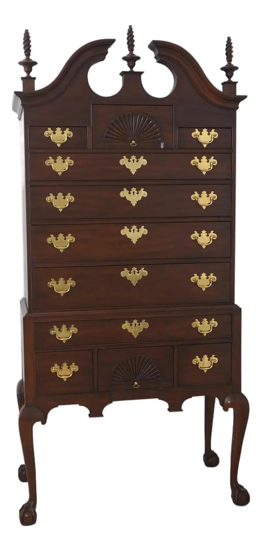 Chippendale Style Mahogany Highboy With Brass Hardware And Queen Anne Legs (1 of 10)