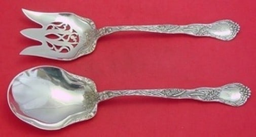 Gorham Meadow Sterling Silver Salad Serving Set 10.5" 2pc Monogrammed: Gorham Meadow Sterling Silver Salad Serving Set 10.5" 2pc Monogrammed This exquisite two-piece salad serving set, crafted in sterling silver, features the elegant Meadow pattern by Gorham. Each piece 