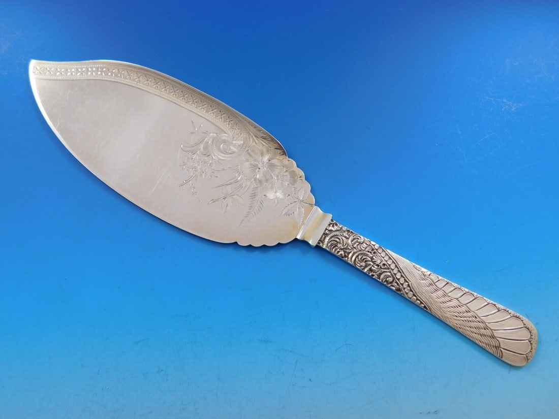 Brite-Cut Sterling Silver Ice Cream Slice Chased Handle 10 3/4 Inches (1 of 5)