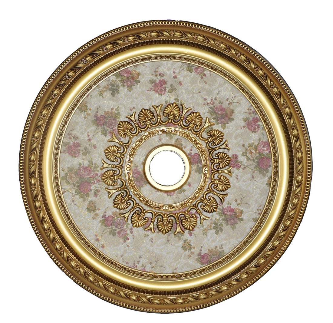 Artistry ART80 antique gold rose bouquet ceiling medallion 32 inch round: Artistry ART80 antique gold rose bouquet ceiling medallion 32 inch round This 32-inch round ceiling medallion features an antique gold finish with a rose bouquet motif, offering a sophisticated accent
