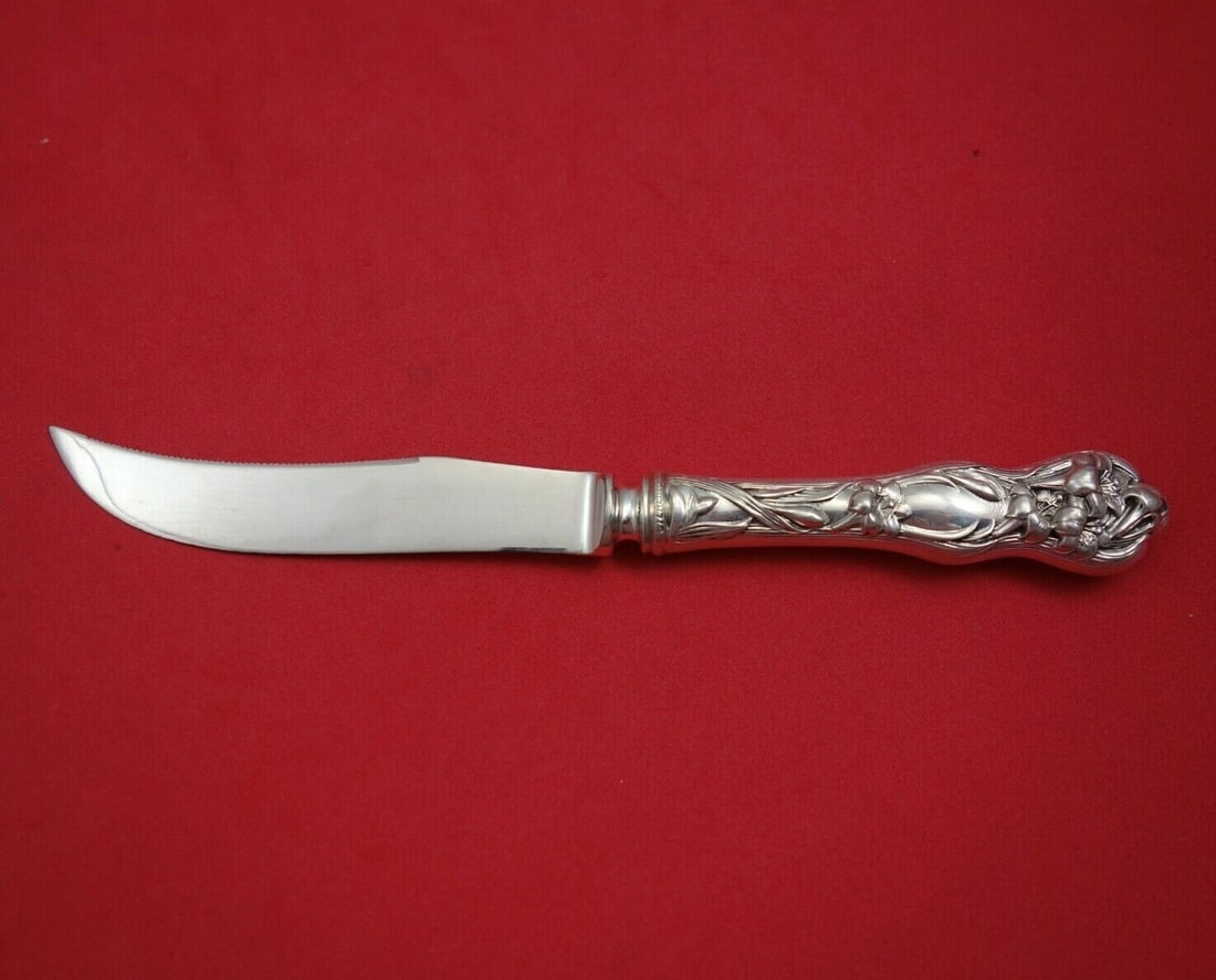 Watson Lily Pattern Sterling Silver Fruit Knife Serrated 6.5 Inch Antique: Watson Lily Pattern Sterling Silver Fruit Knife Serrated 6.5 Inch Antique This exquisite fruit knife features a hollow handle design and serrated blade, crafted in the elegant Lily pattern by Watson. 