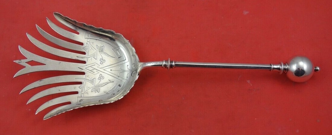 William Gale Dominick & Haff Sterling Silver Asparagus Fork Ball Pattern 10 1/4" (1 of 2)
