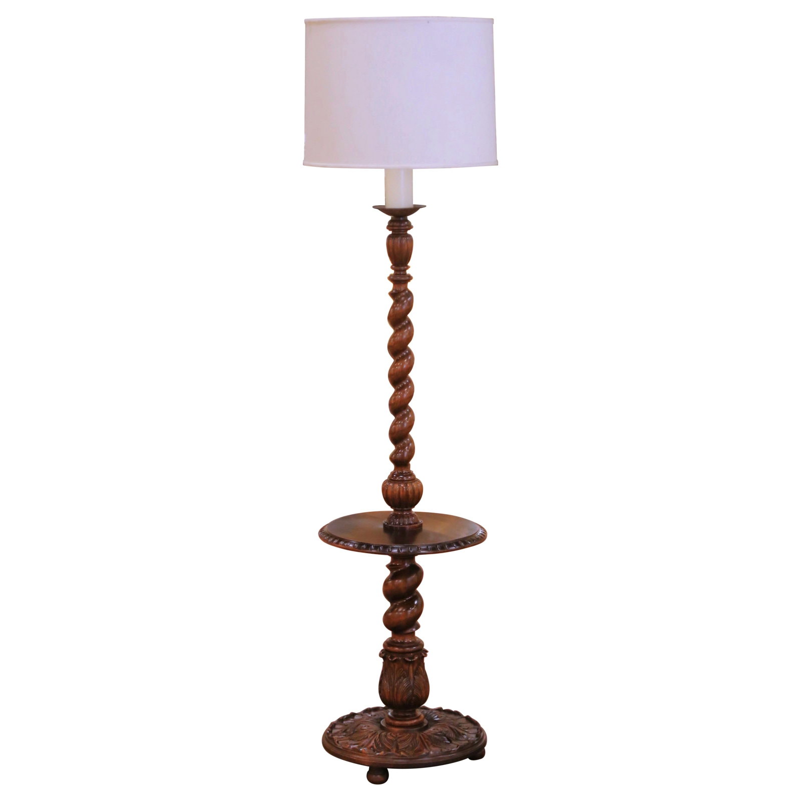 French walnut barley twist lamp with built in table (1 of 10)