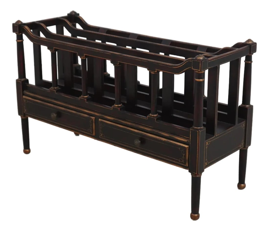 Elegant Regency 2 Drawer Canterbury Magazine Rack with Crackle Finish (1 of 10)