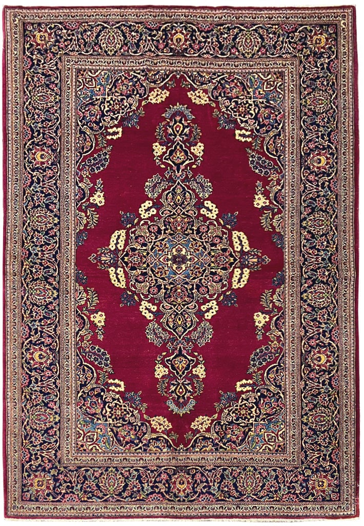 Authentic Persian Kashan Dabir Rug 4.6 x 6.8 Semi-Antique Quality: Authentic Persian Kashan Dabir Rug 4.6 x 6.8 Semi-Antique Quality Free continental US Shipping Discover the elegance of a fine quality authentic Persian Kashan Dabir rug, measuring 4.6 x 6.8 feet. Thi