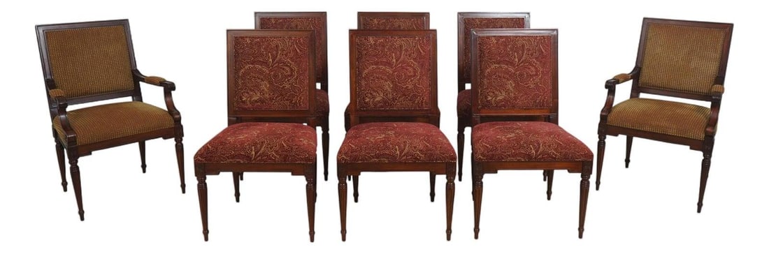 Eight Mahogany Dining Chairs in French Louis XVI Style by Hickory Chair Co. Set of 8 (1 of 10)