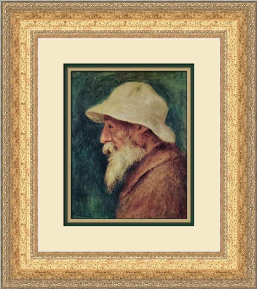 Pierre-Auguste Renoir Self-Portrait Print Custom Framed 1984 Impressionism: Pierre-Auguste Renoir Self-Portrait Print Custom Framed 1984 Impressionism This exquisite custom framed print of Pierre-Auguste Renoir's "Self-Portrait with a White Hat" captures the artist's distinct