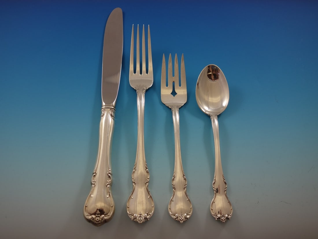Towle French Provincial Sterling Silver Flatware Set 24 Pieces with Storage Caddy: Towle French Provincial Sterling Silver Flatware Set 24 Pieces with Storage Caddy Enhance your dining experience with this elegant French Provincial flatware set by Towle, crafted from high-quality st