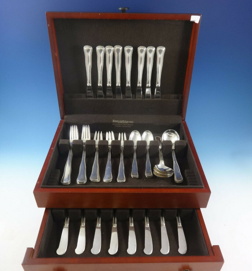 Cohr Old Danish Sterling Silver Flatware Service for 8 48 Pieces: Cohr Old Danish Sterling Silver Flatware Service for 8 48 Pieces This Cohr Old Danish sterling silver flatware set features a timeless Scandinavian modern design. The set consists of 48 pieces, includ