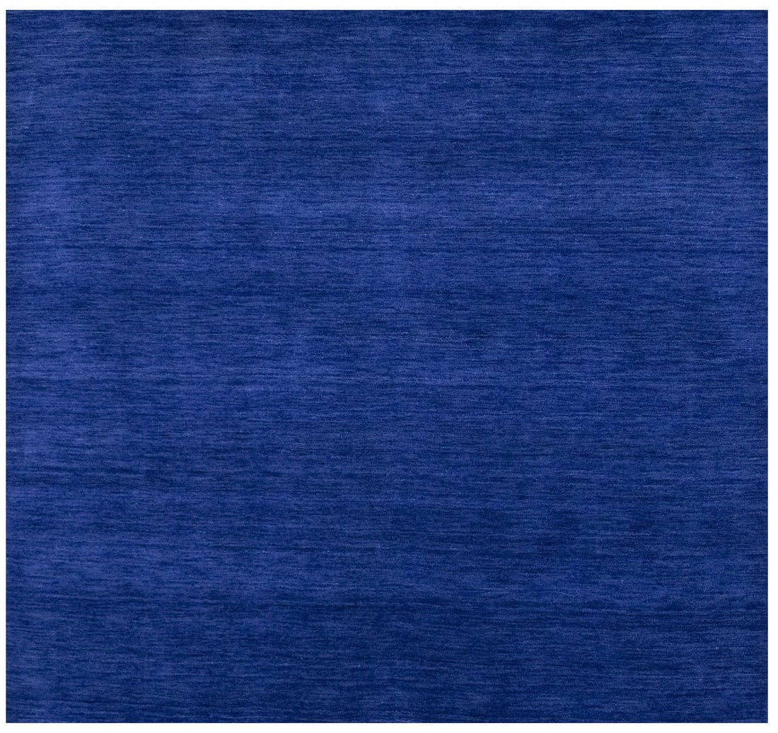 Hand-Loomed Royal Blue Modern 6x6 Indo-Gabbeh Area Rug: Hand-Loomed Royal Blue Modern 6x6 Indo-Gabbeh Area Rug Enhance your home decor with this stunning solid royal blue Indo-Gabbeh oriental rug, designed to complement modern interiors. Measuring 5'11" x 