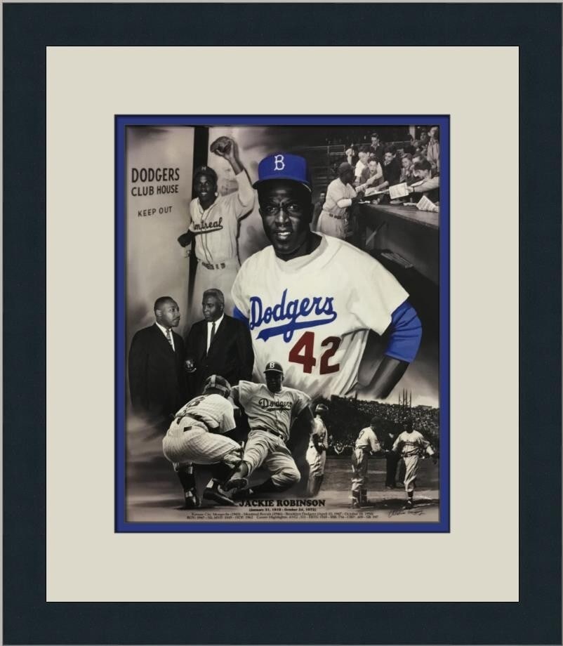 Jackie Robinson Brooklyn Dodgers Custom Framed Print by Wishum Gregory: Jackie Robinson Brooklyn Dodgers Custom Framed Print by Wishum Gregory This striking custom framed print features Jackie Robinson, a legendary figure in baseball history, representing the Brooklyn Dod