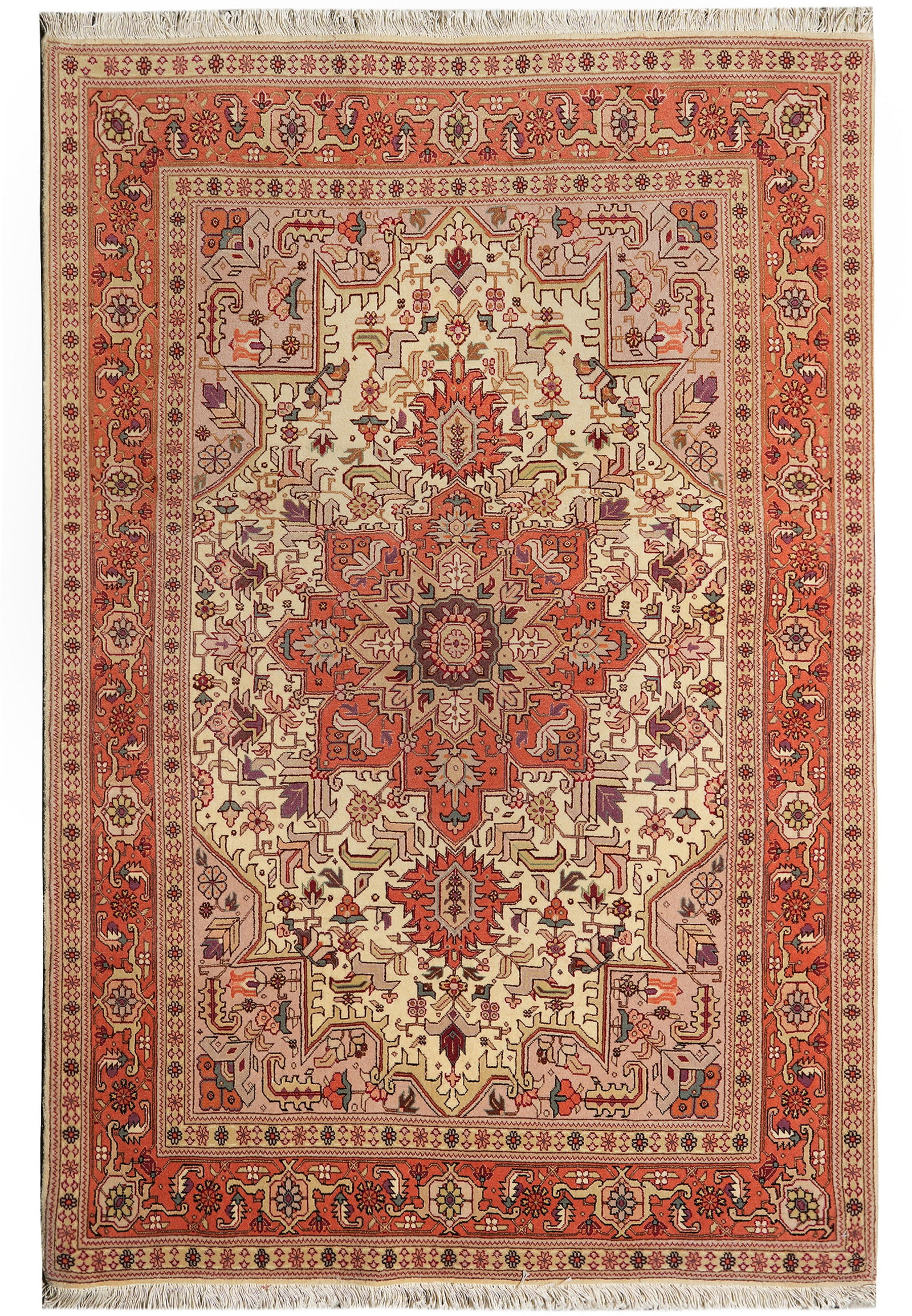 Authentic Persian Tabriz Rug 42 x 60 Hand Knotted Wool 400 KPSI: Authentic Persian Tabriz Rug 42 x 60 Hand Knotted Wool 400 KPSI Free continental US Shipping This authentic Persian Tabriz area rug is hand-knotted in wool and features a geometric pattern. It is desc