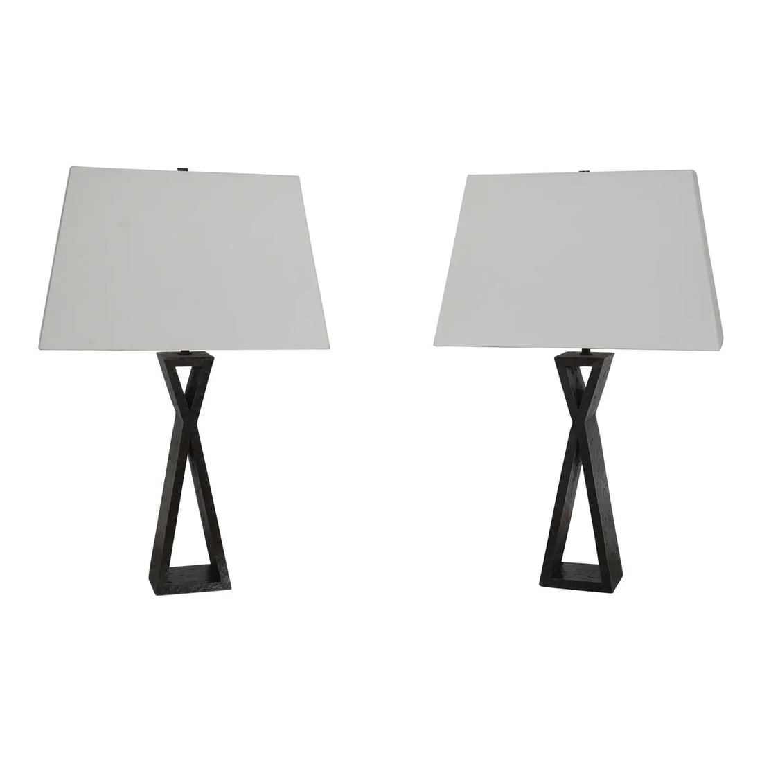 Visual Comfort Pair Industrial Iron Table Lamps Brutalist Design (1 of 10)