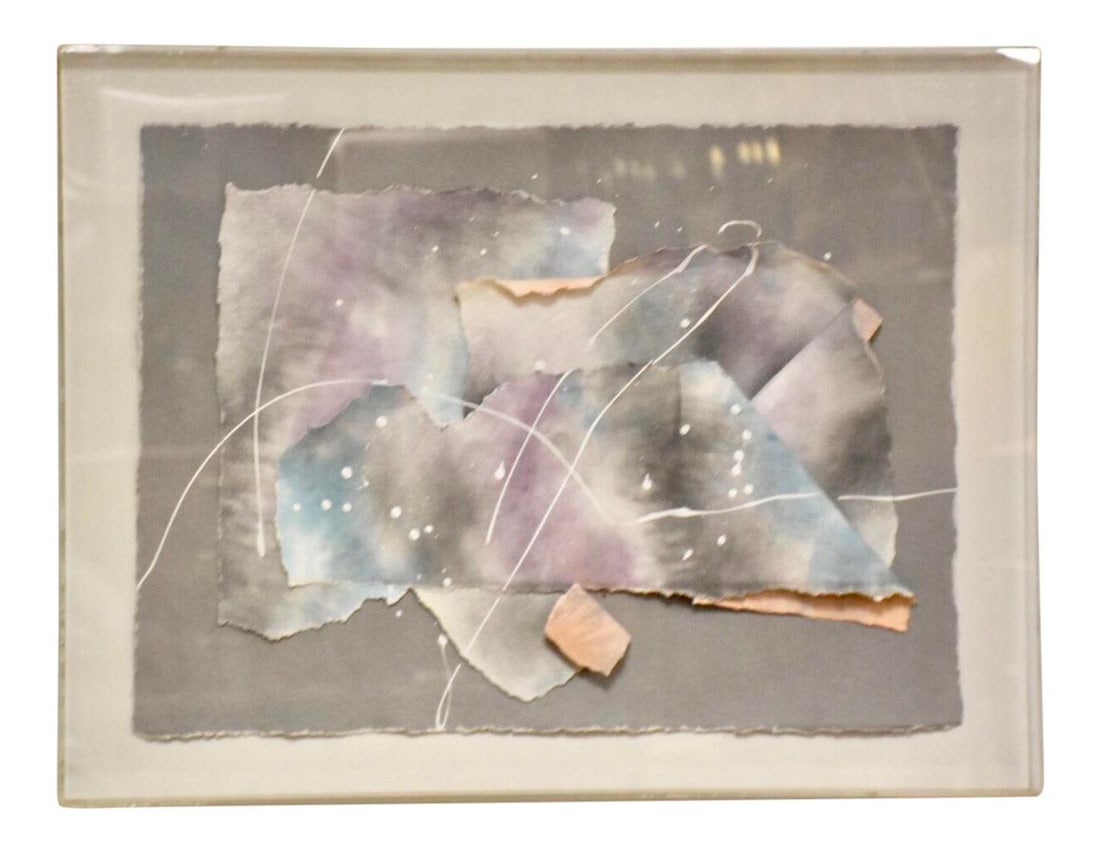 Framed 3D Abstract Paper Art in Gray 36 x 27.5: Framed 3D Abstract Paper Art in Gray 36 x 27.5 This striking 3D Abstract Paper Art features a unique construction of floating, protruding paper elements, elegantly signed and framed. The piece showcas
